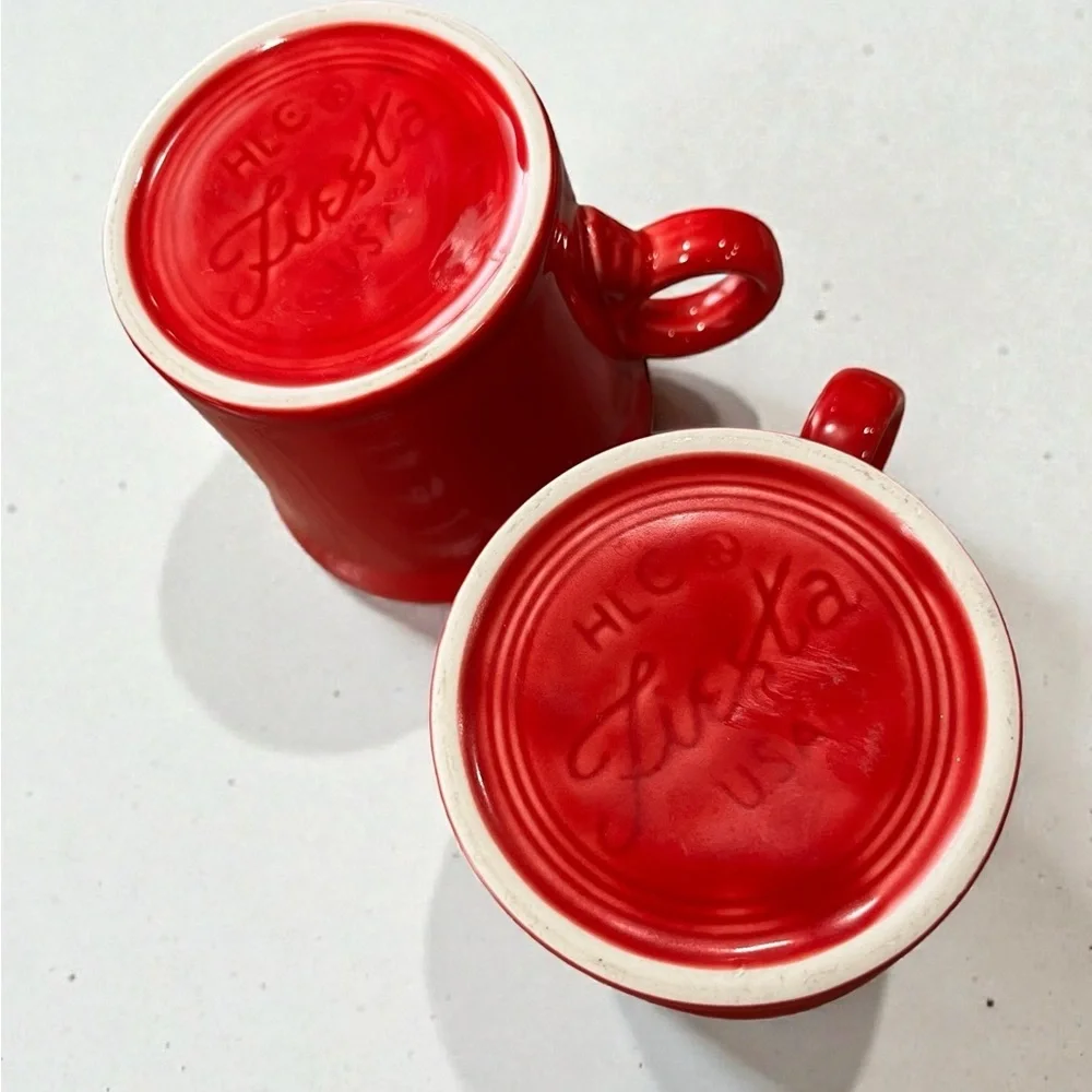 Fiesta scarlet red coffee tea mug set of 2